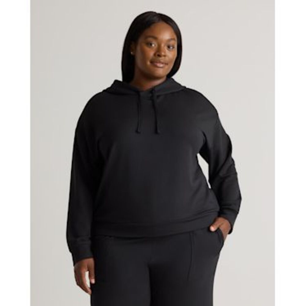 Quince Women Supersoft Fleece Pullover Hoodie Black 3x